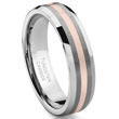Metal Factory Tungsten Carbide 14K Rose Gold Inlay 6MM Wedding Band