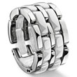 Metal Factory 2 Row White Diamond Ceramic Unisex Wedding Ring