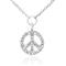 14K White Gold Diamond Peace Sign Pendant w/ Necklace
