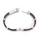 Metal Factory Stainless Steel Rubber Men's Bracelet w/ Double Braided Leather