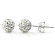 Metal Factory Swaroski White Crystal Ball 6MM Round Sterling Silver Stud Earrings