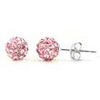 Metal Factory Swaroski Pink Crystal Ball 6MM Round Sterling Silver Stud Earrings