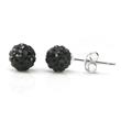 Metal Factory Swaroski Black Crystal Ball 6MM Round Sterling Silver Stud Earrings