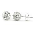 Metal Factory Swaroski White Crystal Ball 8MM Round Sterling Silver Stud Earrings