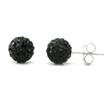 Metal Factory Swaroski Black Crystal Ball 8MM Round Sterling Silver Stud Earrings