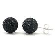Metal Factory Swaroski Black Crystal Ball 10MM Round Sterling Silver Stud Earrings