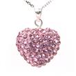 Metal Factory Swaroski Pink Crystal Heart Shape Sterling Silver Pendant