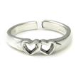 Metal Factory Sterling Silver Double Open Heart Adjustable Toe Band Ring