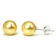 Metal Factory Golden Yellow Freshwater 8MM Cultured Pearl Sterling Silver Stud Earrings