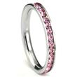 Metal Factory 316L Stainless Steel Pink Cubic Zirconia CZ Eternity Wedding 3MM Band Ring