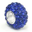 Metal Factory Swaroski Sapphire Blue Crystal Ball Bead Sterling Silver Charm Fits Pandora Chamilia Biagi Trollbeads European Bracelet