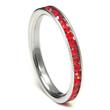 Metal Factory 316L Stainless Steel Ruby Red Cubic Zirconia CZ Eternity Wedding 3MM Band Ring
