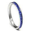 Metal Factory 316L Stainless Steel Sapphire Blue Cubic Zirconia CZ Eternity Wedding 3MM Band Ring