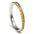 Metal Factory 316L Stainless Steel Citrine Yellow Cubic Zirconia CZ Eternity Wedding 3MM Band Ring
