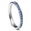Metal Factory 316L Stainless Steel Tanzanite Blue Cubic Zirconia CZ Eternity Wedding 3MM Band Ring