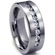 Metal Factory 8 MM Men's Titanium ring wedding band with 9 large Channel Set CZ