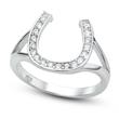 Metal Factory 925 Sterling Silver Cubic Zirconia Horseshoe CZ Band Ring