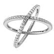 Metal Factory Sterling Silver 925 Cubic Zirconia CZ Criss Cross "X" Long Ring