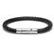 Metal Factory Braided Black Leather Mens Bracelet 6mm 8 1/2 inches with Locking Stainless Steel Clasp