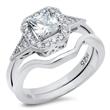 Metal Factory 925 Sterling Silver Round Cubic Zirconia CZ Halo Wedding Engagement Ring