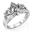 Metal Factory 925 Sterling Silver Cubic Zirconia Princess Heart Crown Tiara CZ Band Ring