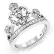 Metal Factory 925 Sterling Silver Cubic Zirconia Princess Heart Crown Tiara CZ Band Ring