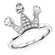 Metal Factory 925 Sterling Silver Cubic Zirconia Princess Crown Tiara CZ Band Ring