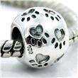 Metal Factory .925 Sterling Silver Round Paw Print Bead Charm