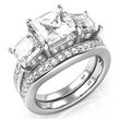 Metal Factory Sterling Silver 3 Carat Princess Cut Cubic Zirconia CZ Wedding Engagement Ring Set