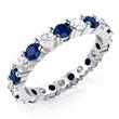 Metal Factory 3.50MM Sterling Silver 925 White & Blue CZ Eternity Engagement Wedding Band Ring