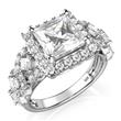 Metal Factory Sterling Silver 925 Princess Cut CZ Cubic Zirconia Halo Engagement Ring