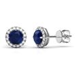 Metal Factory 925 Sterling Silver Blue & White Round CZ Cubic Zirconia Halo Earrings