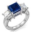 Metal Factory 925 Sterling Silver Princess Cut Blue & White Cubic Zirconia CZ Engagement Ring
