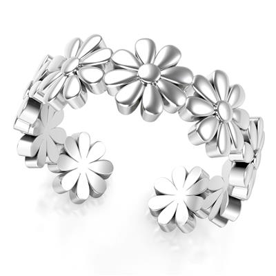 Metal Factory Sterling Silver Daisy Flower Adjustable Toe Band Ring