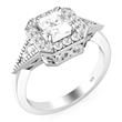 Metal Factory Sterling Silver 925 Princess Cut CZ Cubic Zirconia Halo Engagement Ring