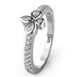Metal Factory Sterling Silver Fleur de Lis CZ Wedding Engagement Ring