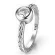 Metal Factory Sterling Silver Solitaire CZ Bezel Braided Style Wedding Engagement Ring