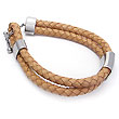 Metal Factory Stainless Steel Braided Leather Toggle Bracelet