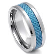 Metal Factory Tungsten Carbide Blue Carbon Fiber Ring