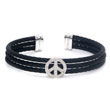 Metal Factory Stainless Steel Cable Rope Peace Sign Diamond Silver Bangle