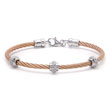 Metal Factory Rose Gold Cable Rope Diamond Silver Bangle