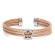 Metal Factory Rose Gold Cable Rope Diamond Clover Silver Bangle