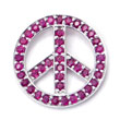 Metal Factory 14K White Gold Ruby Peace Sign Pendant