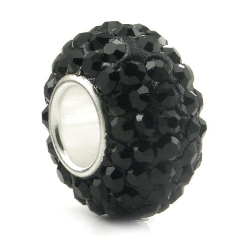Metal Factory Swaroski Black Crystal Ball Bead Sterling Silver Charm Fits Pandora Chamilia Biagi Trollbeads European Bracelet