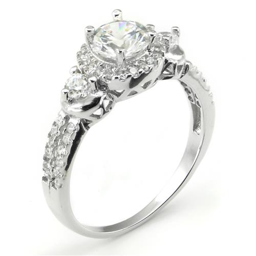 Metal Factory Sterling Silver Cubic Zirconia 3.5 Carat tw 3 Round Stone CZ Bridal Engagement Ring