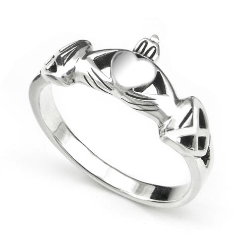 Metal Factory Nickel Free Sterling Silver Irish Claddagh Friendship and Love Band Celtic Ring w/ Trinity Symbols