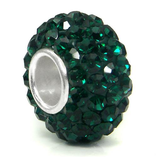 Metal Factory Swaroski Emerald Green Crystal Ball Bead Sterling Silver Charm Fits Pandora Chamilia Biagi Trollbeads European Bracelet