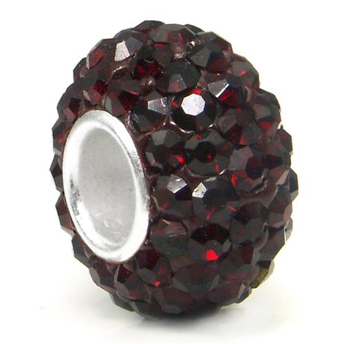 Metal Factory Swaroski Garnet Red Crystal Ball Bead Sterling Silver Charm Fits Pandora Chamilia Biagi Trollbeads European Bracelet