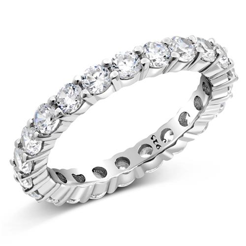 Metal Factory 925 Sterling Silver Cubic Zirconia CZ Eternity Band Ring
