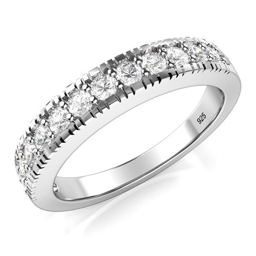 Metal Factory Sterling Silver 925 CZ Cubic Zirconia Wedding Band Ring